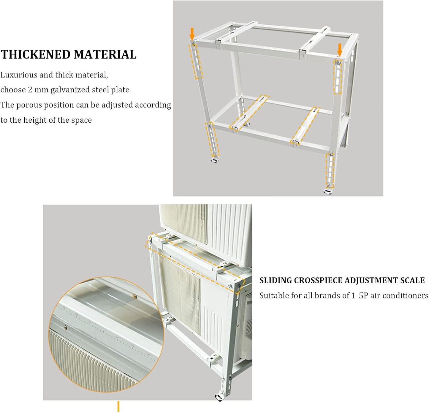Support De Climatiseur Robuste à Double Niveau Pour Mini Unités Séparées - Support De Pompe à Chaleur D'extérieur Absorbant Les Chocs - Solution D'installation AC