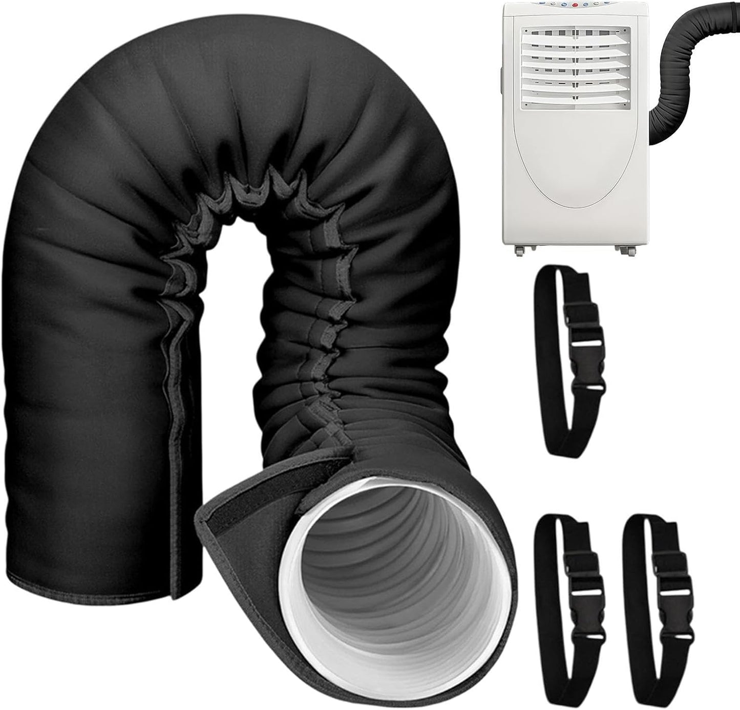 150 CM Manchon Isolant Tuyau Thermique Pour Climatisation Mobile | Gaine Isolante Tuyau D'évacuation Climatisation Mobile, Gaine Isolante Pour Conduit Climatisation, 3 Sangles, Pour 12,7/15CM