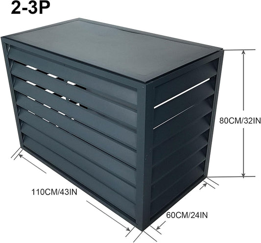 GENERIC Housse De Protection En Aluminium Pour Climatiseur D'extérieur – Protection Contre Les Intempéries Et Bouclier De Pompe à Chaleur, Design Plat Gris Pour Dissimulation Intérieur/extérieur