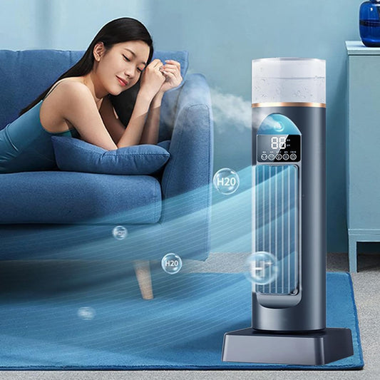 GENERIC Ventilateur D'air Froid | Ventilateur D'air Frais Pour Chambre à Coucher, Refroidisseur Oscillant Sans Pales à 6 Vitesses Avec Télécommande Et Réservoir D'eau, Humidificateur Pour Maison, Bureau