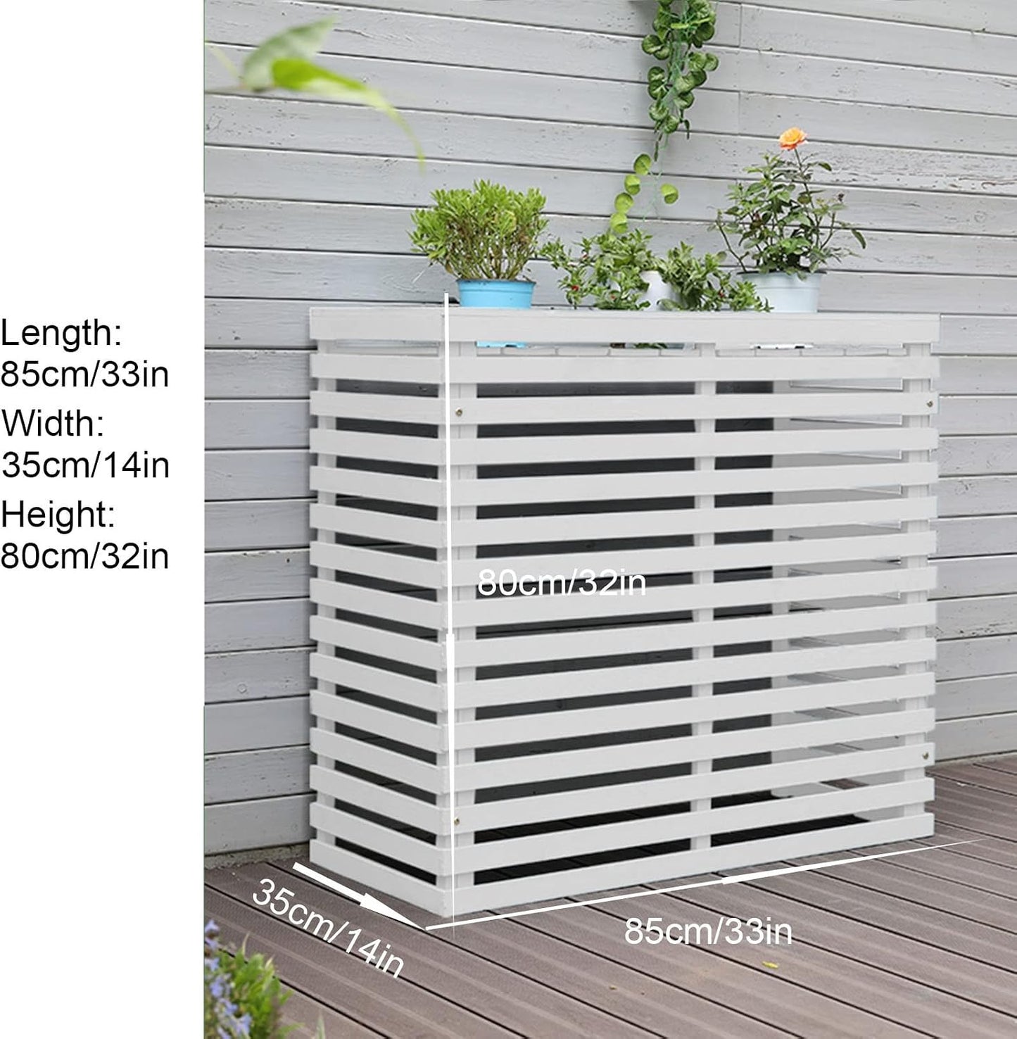 Housse De Protection En Bois Pour Climatiseur Extérieur - Clôture élégante Pour Dissimuler L'unité De Climatisation - Design Résistant Aux Intempéries Pour Un Attrait Amélioré