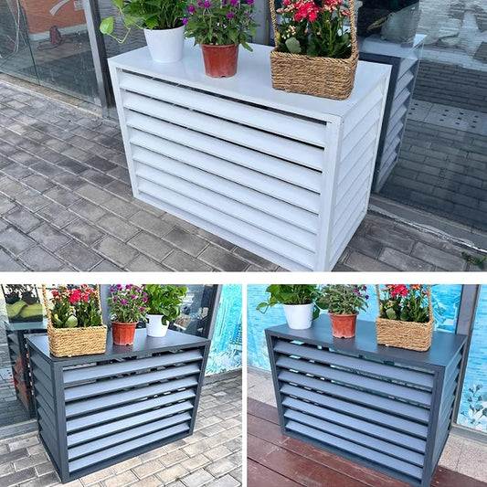 Lot De 2 Grilles De Protection Pour Mini-climatiseurs Split Extérieurs, En Aluminium, Pour Protection De La Vie Privée, Pour Pompes à Chaleur, Antivol (Blanc, 110 X 60 X 80 Cm)