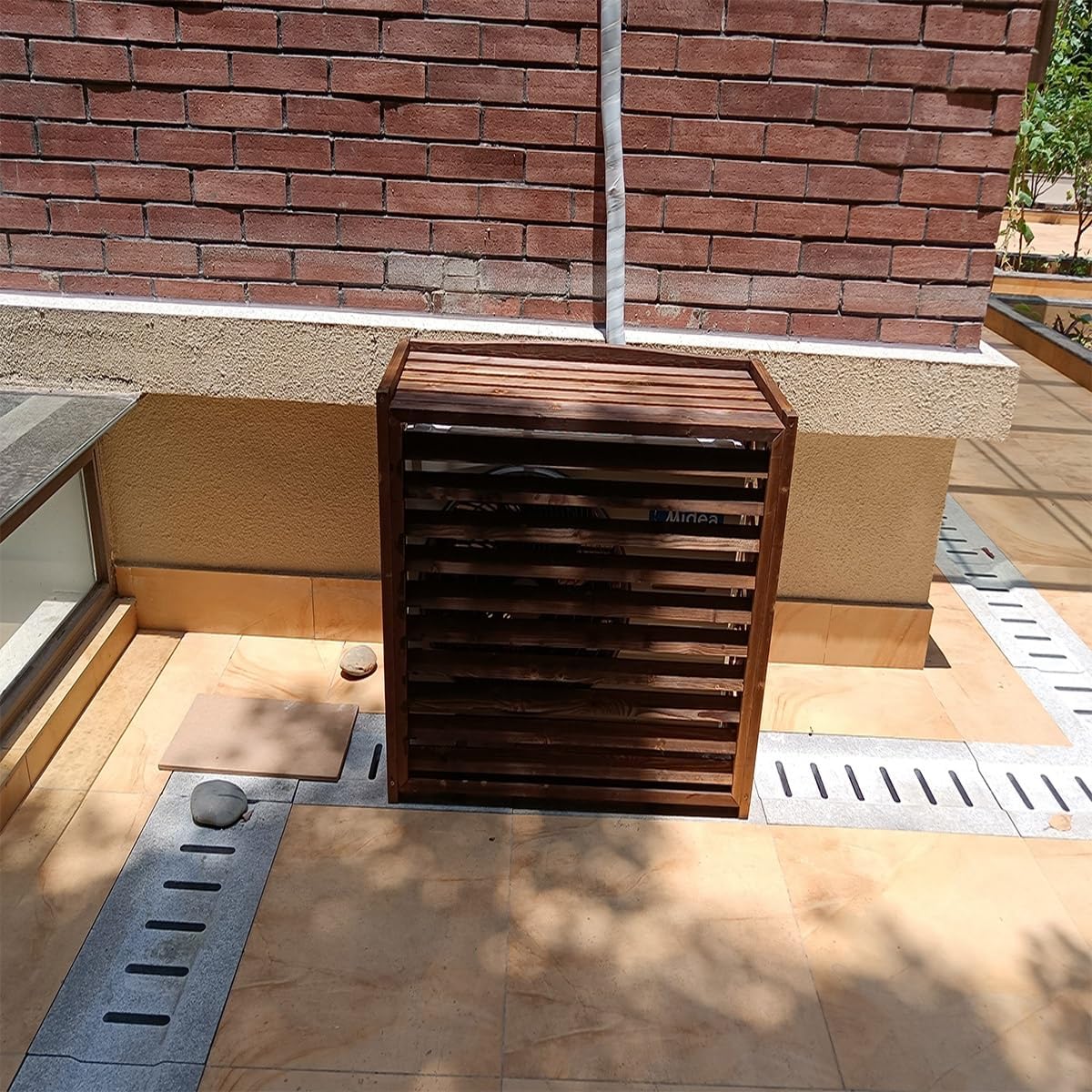 GENERIC Housse En Bois Massif Pour Climatiseur Et Pompe à Chaleur – Anti-corrosion – Solution élégante De Rangement Pour Plantes