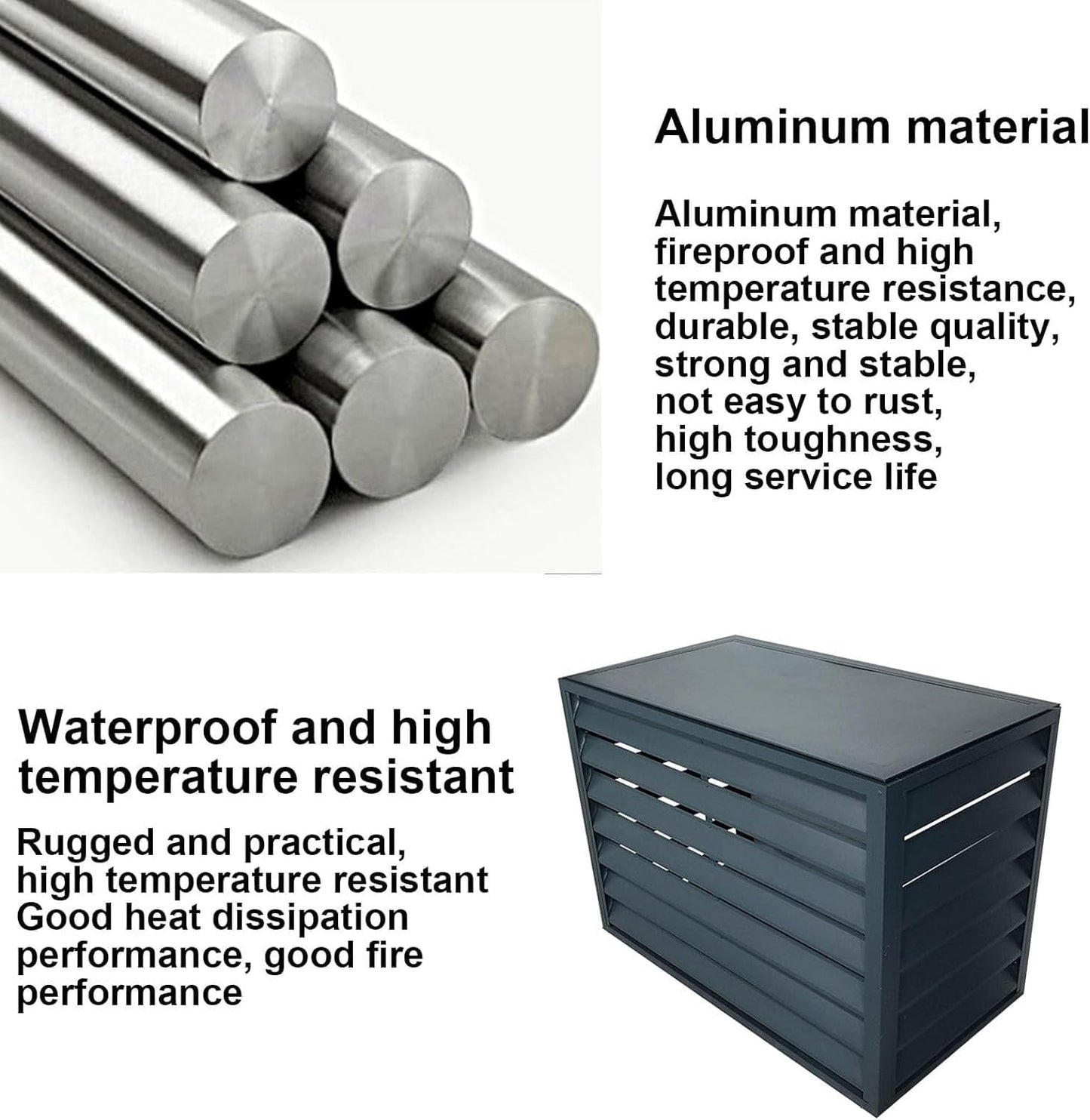 GENERIC Housse En Aluminium Pour Climatiseur Et Pompe à Chaleur, Protection Extérieure Divisée Pour Unité De Climatisation, Support D'étagère Pour Plantes, Réduction Du Bruit, Housse De Climatisation