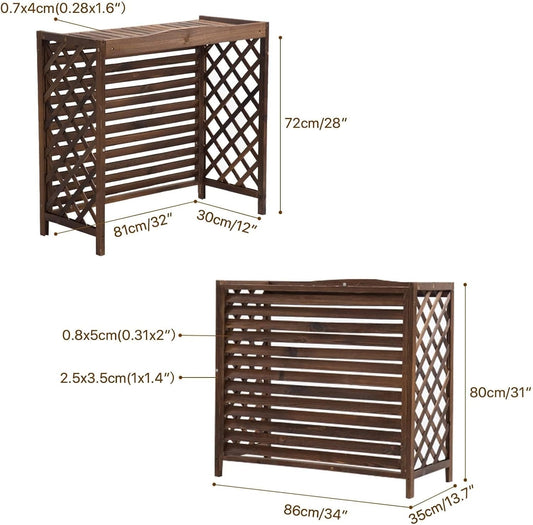 GENERIC Housse De Protection En Bois Pour Climatiseur - Brise-vue - Support De Fleurs Robuste - Protection Pour Unité Extérieure - Décoration De Jardin, Balcon - Support Pour Plantes - Design Résistant Aux