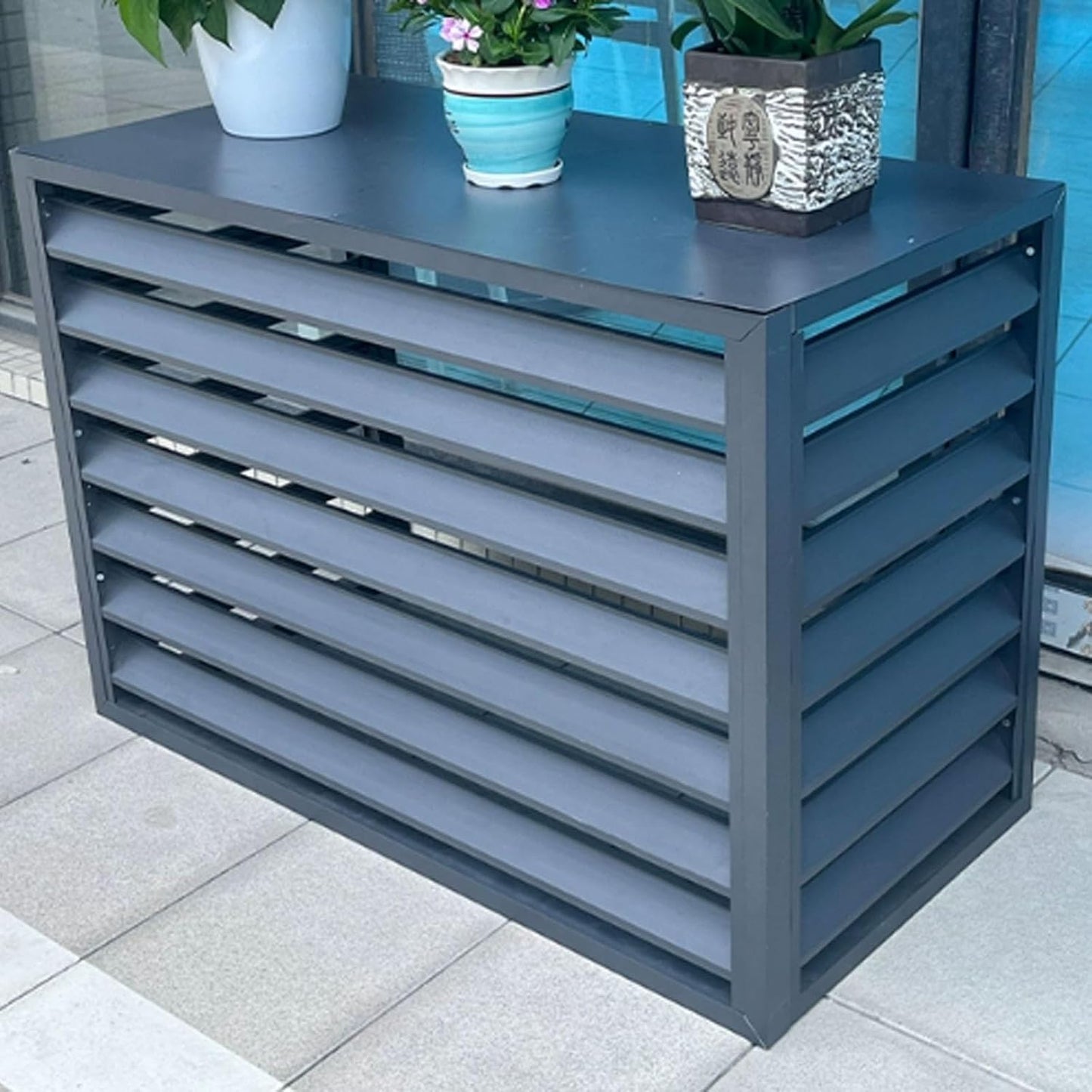 GENERIC Cadre En Aluminium Pour Climatiseur – Boîtier De Pompe à Chaleur Extérieur Et Intérieur Clôture élégante Pour Dissimuler L'unité De Climatisation Et Design Résistant Aux Intempéries