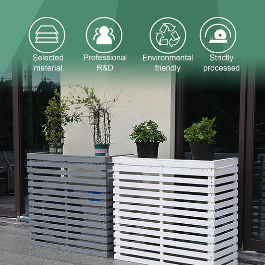 GENERIC Housse De Protection Pour Climatiseur Extérieur, Bois Massif Et Support De Fleurs, Protection De L'unité AC, Résistant Aux Intempéries, Design Décoratif Noir Pour Climatiseurs Portables