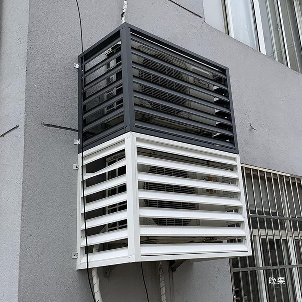 GENERIC Housse De Protection Pour Climatiseur Extérieur, En Aluminium, 110 X 60 X 80 Cm Avec Garde-corps Incliné, Résistante Aux Intempéries Et Blanche, Compatible Avec La Plupart Des Climatiseurs Standard