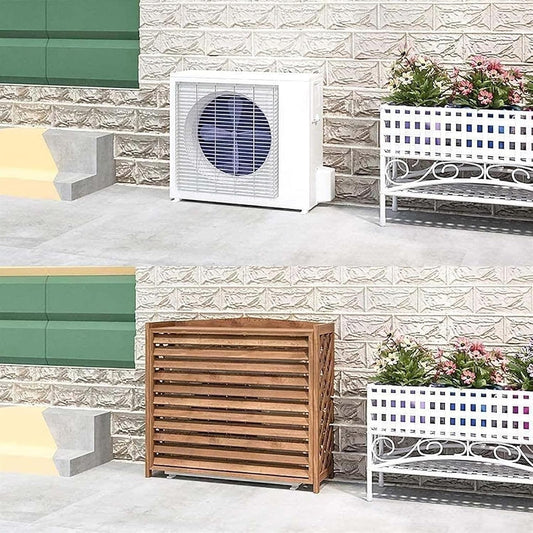 GENERIC Housse De Climatiseur D'extérieur En Bois Anti-corrosion Pour Plantes Et étagère De Rangement, Design à Persiennes Pour Supports De Fleurs, Protection Durable Et élégante Pour Unité De Climatisation