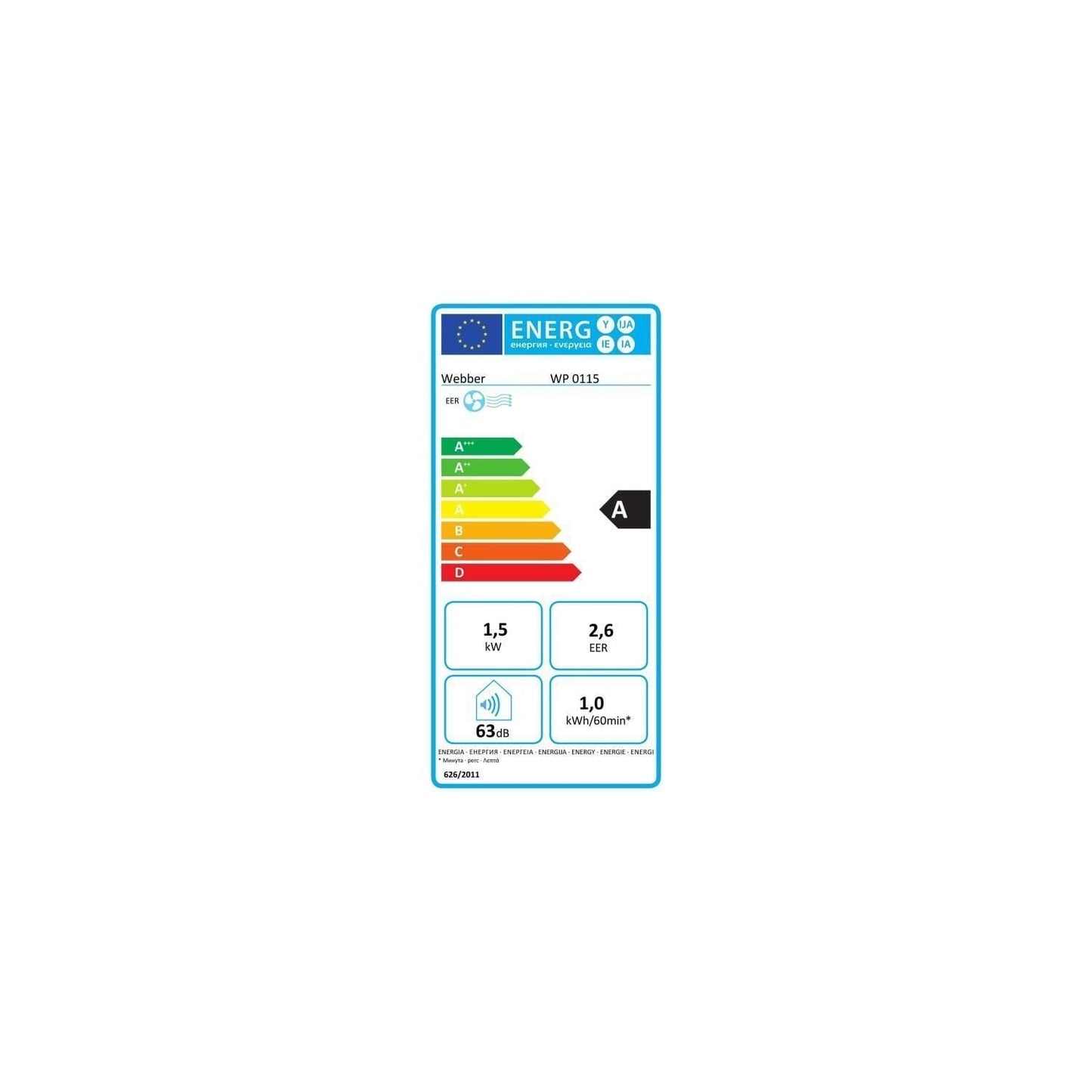Climatiseur Mobile Wp0115 Webber - Classe A - Volume Air 240m3/h - 1,5 Kw
