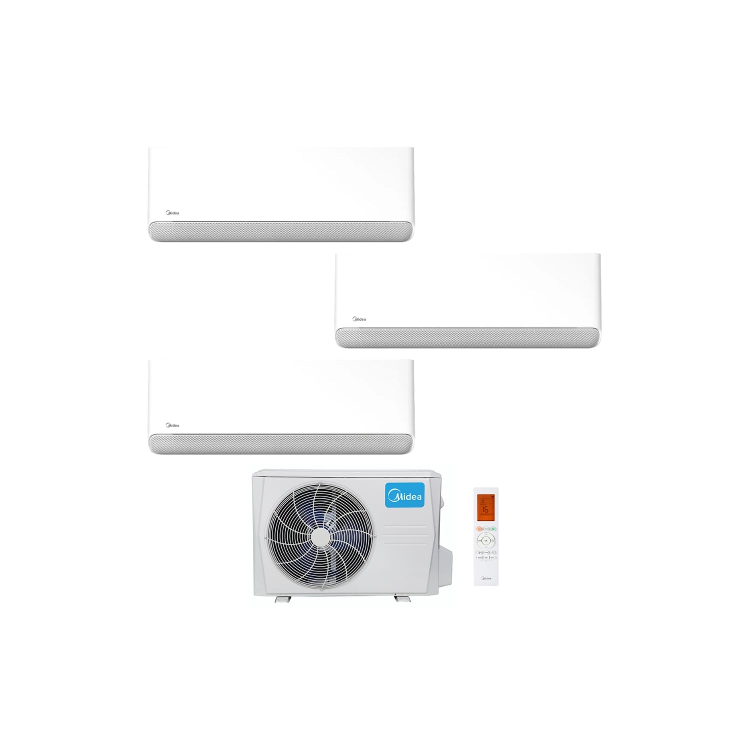  Ensemble Climatiseur Reversible Tri-split 2,6kw + 2,6kw + 2,6kw Mural Connecté Breezeless E - Midea