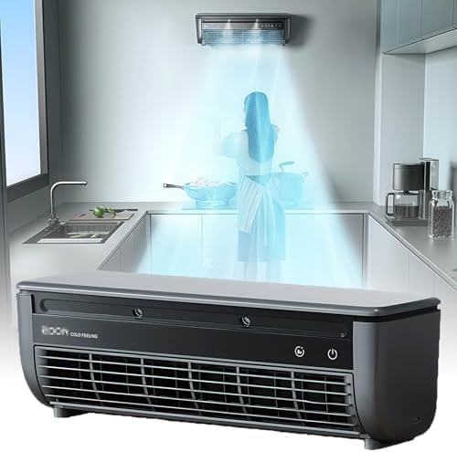  Refroidisseur D'air Mural Avec Chargeur Sans Fil, Ventilateur De Refroidissement Silencieux Portable Pour La Chambre De Bureau à Domicile, 3 Modes De Vitesse, Facile à Installer Sans Perceuse, Concept