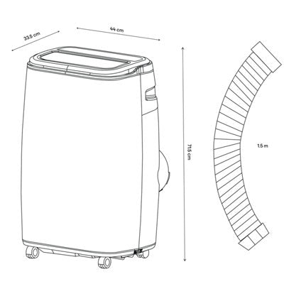  Climatiseur Mobile 3 En 1 "13 000 BTU" 44x35x71,5 Cm Pour Pièces Jusqu'à 29 M²