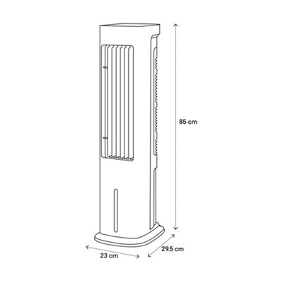  Rafraîchisseur D'air Avec Timer 7 H. 5 L Blanc 55W - H. 85 X L. 23 Cm