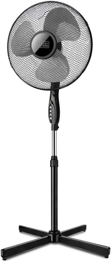 Black & Decker BLACK+DECKER - Ventilateur Sur Pied BXMF75E + 75W | 3 Vitesses | Écran Digital | Oscillant | Télécommande | Brumisateur