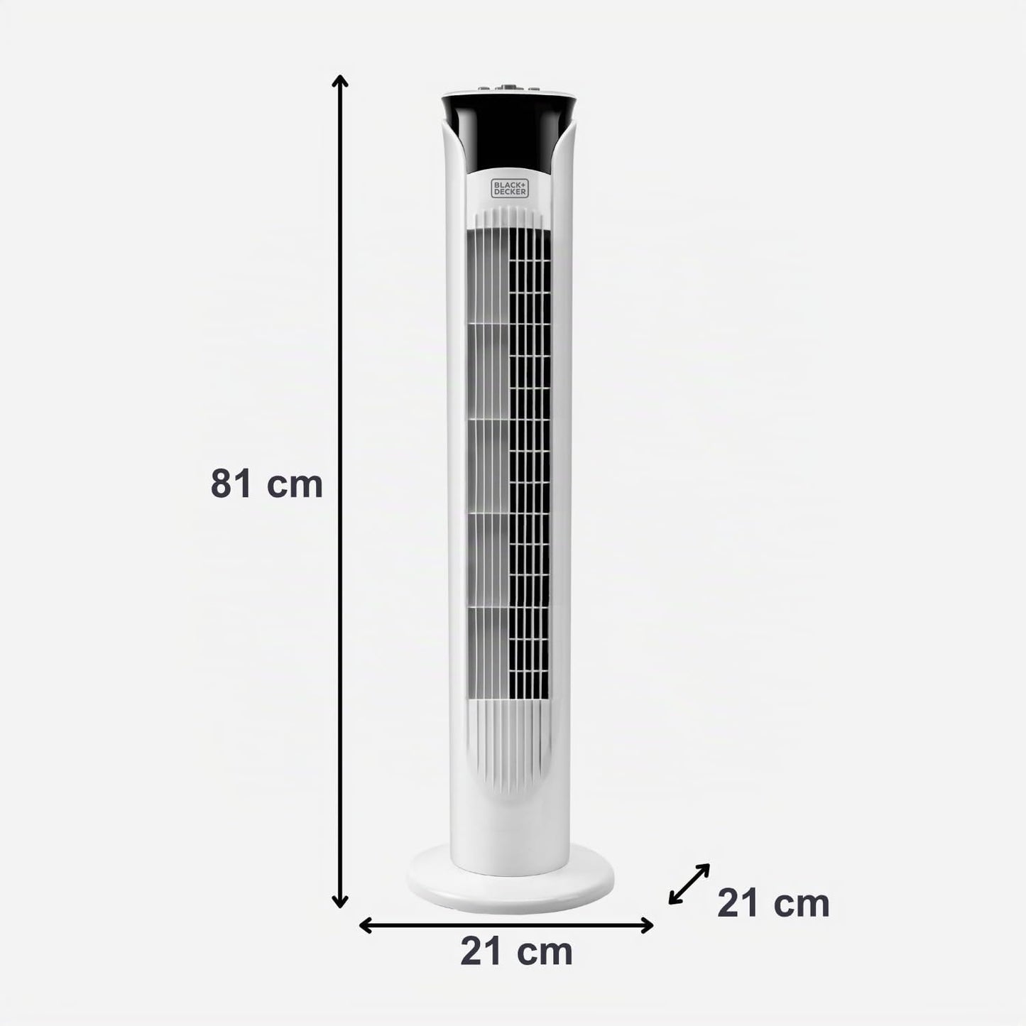 Black & Decker BLACK+DECKER - Ventilateur Colonne + 45 W | 81 Cm | Oscillant Et Silencieux | 3 Vitesses | Minuteur 2 H | Base Antidérapante | Poignée | Puissant Flux D'air | Blanc