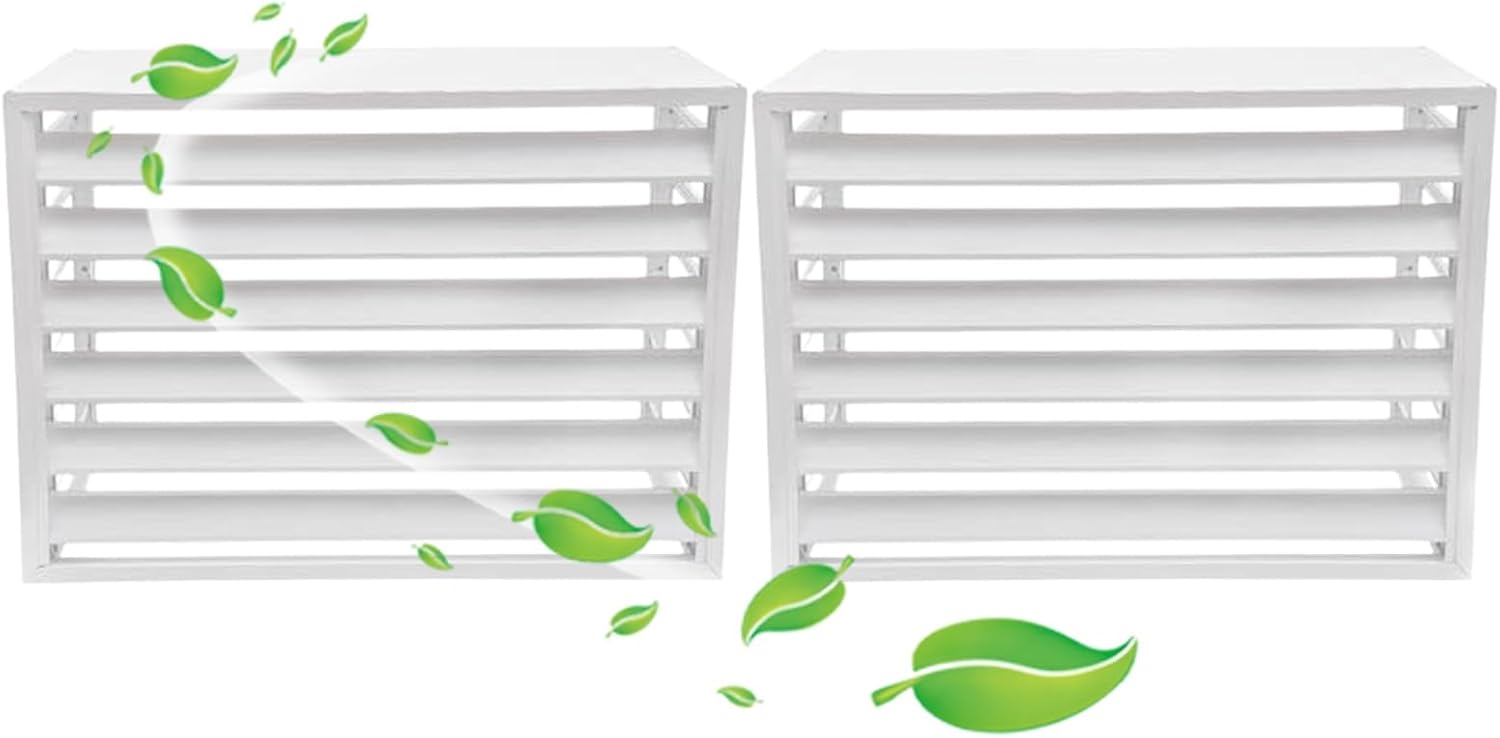  Lot De 2 Clôtures En Aluminium Pour Climatiseur, Protection Extérieure à Persiennes, Brise-Vue Décoratif, Résistant Aux Intempéries Et Antivol (Blanc, 110 X 60 X 80 Cm)