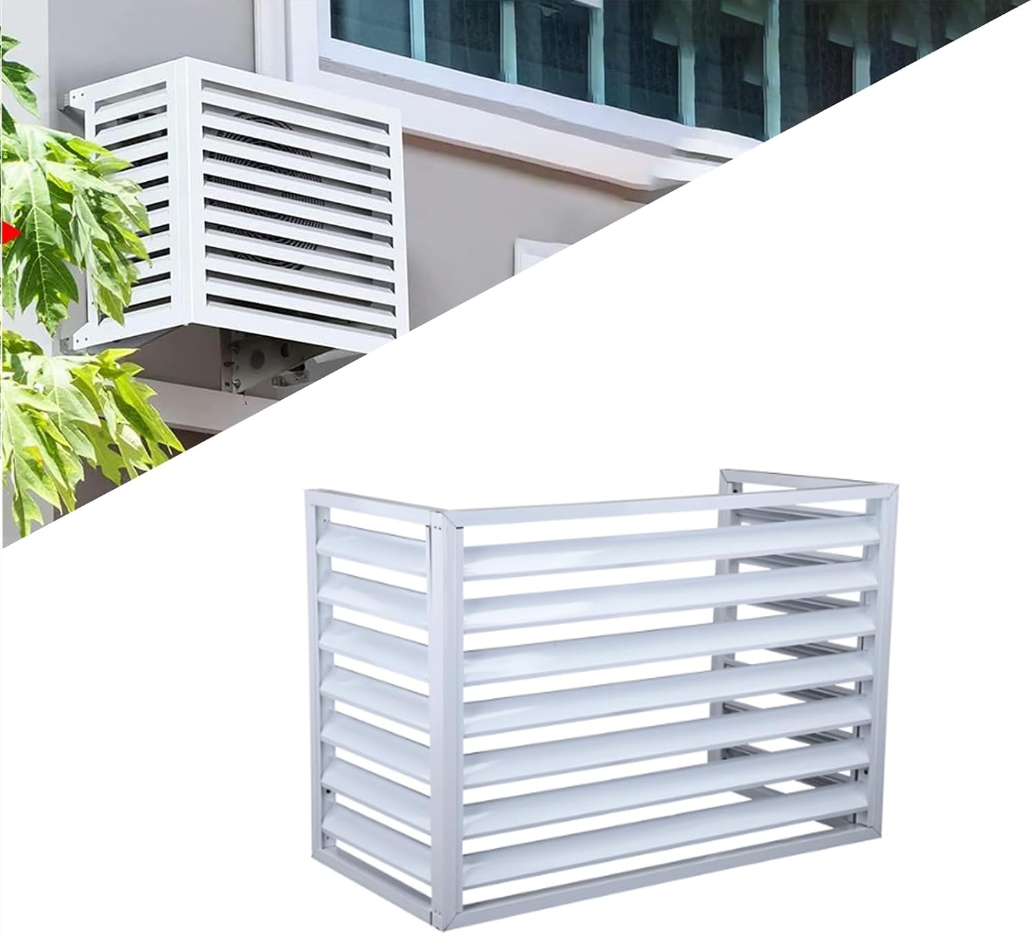  1.5P Climatiseur Mural Aluminium Composite Caisson Anti Bruit Pompe A Chaleur Support Climatiseur Exterieur Cache Clim,Étanche À La Poussière Et À L'eau Pour Intérieur Extérieur Support