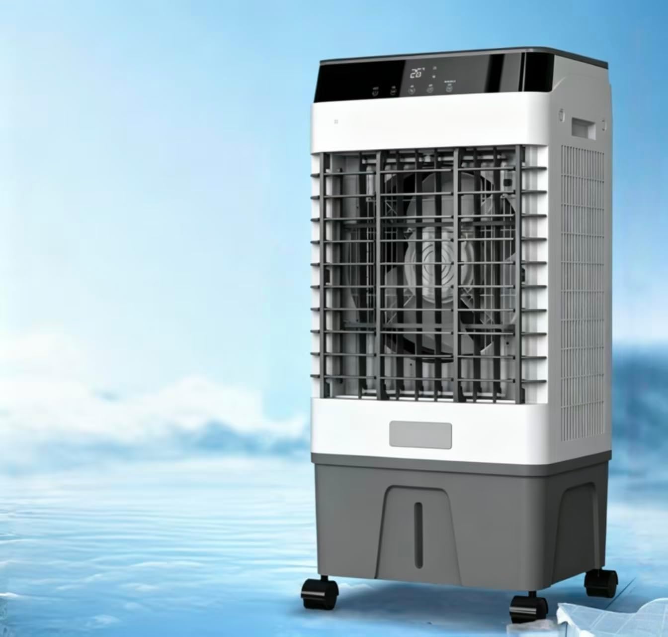 GENERIC Refroidisseur D'air évaporatif 40L, Refroidisseur De Marécage Portable à 3 Vitesses Avec Ventilateur De Plancher Extérieur Intérieur Oscillant à Distance à 120 °, Refroidissement Silencieux Pour Le Bu