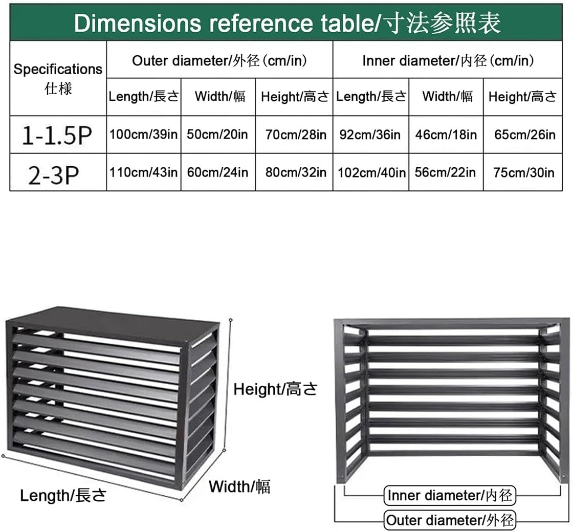  Lot De 2 Clôtures En Aluminium Pour Climatiseur, Protection Extérieure à Persiennes, Brise-Vue Décoratif, Résistant Aux Intempéries Et Antivol (Blanc, 110 X 60 X 80 Cm)