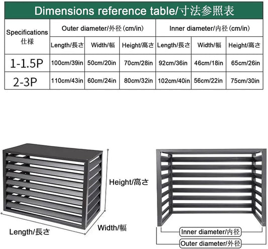 Lot De 2 Clôtures En Aluminium Pour Climatiseur, Protection Extérieure à Persiennes, Brise-Vue Décoratif, Résistant Aux Intempéries Et Antivol (Blanc, 110 X 60 X 80 Cm)