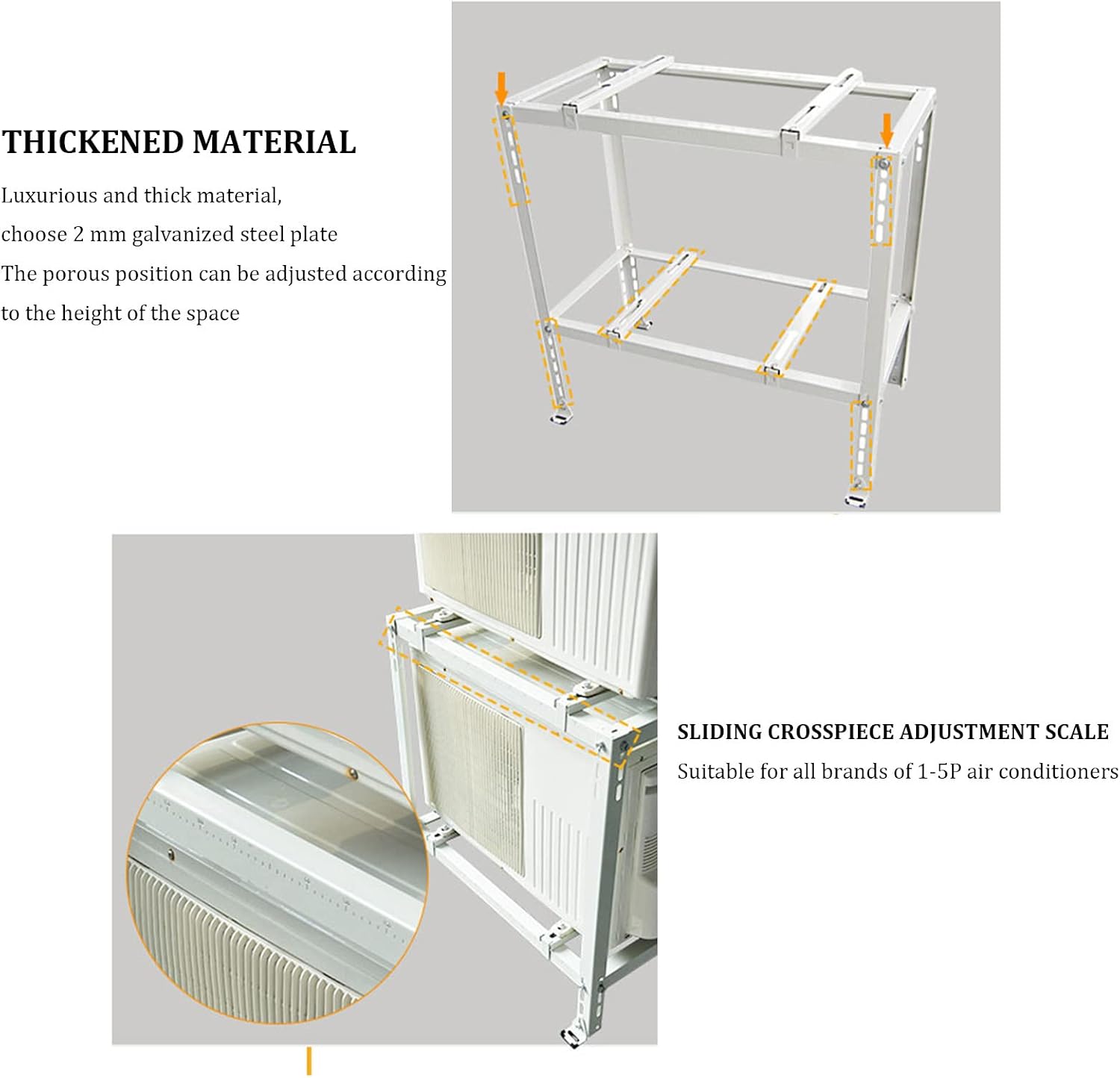  Support De Climatiseur Robuste à Double Niveau Pour Mini Unités Séparées - Support De Pompe à Chaleur D'extérieur Absorbant Les Chocs - Solution D'installation AC
