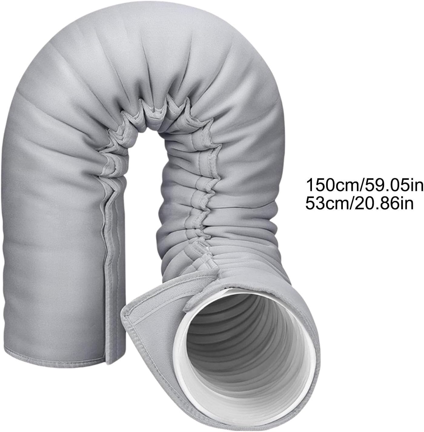 Manchon Isolant Pour Tuyau De Climatisation150X53Cm Avec 3Sangles,gris,noir | Portable, Lavable, Polyester Matériau, Pour Châssis, Garage Camping-car, Avec 3 Sangles à Boucle élastique