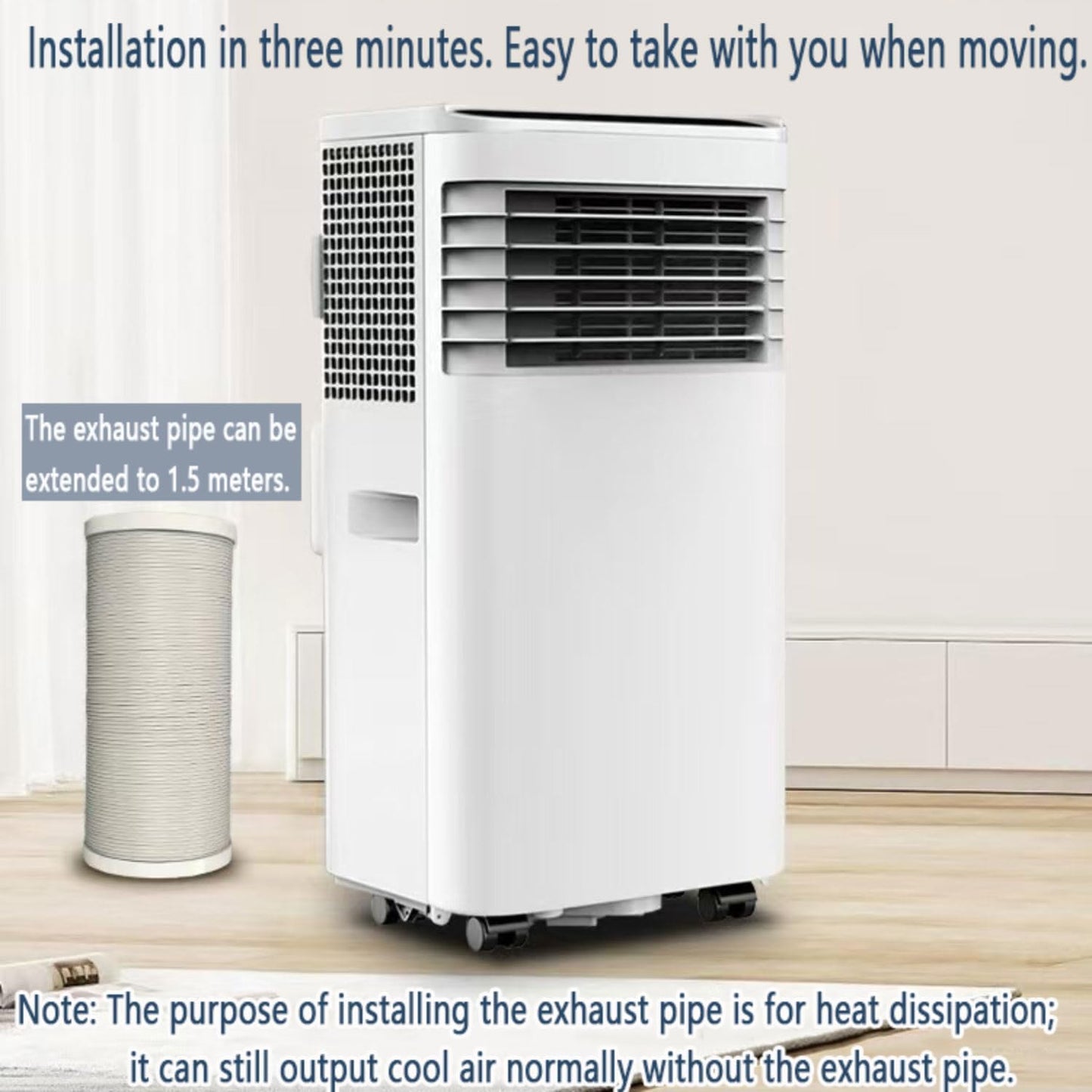  Unité De Climatisation Portable Avec Ventilateur, Déshumidificateur Et Télécommande, Refroidit Jusqu'à 350 Sq.Ft, Kit D'installation De Fenêtre Complet, Idéal Pour La Chambre à Coucher Et Le Bureau