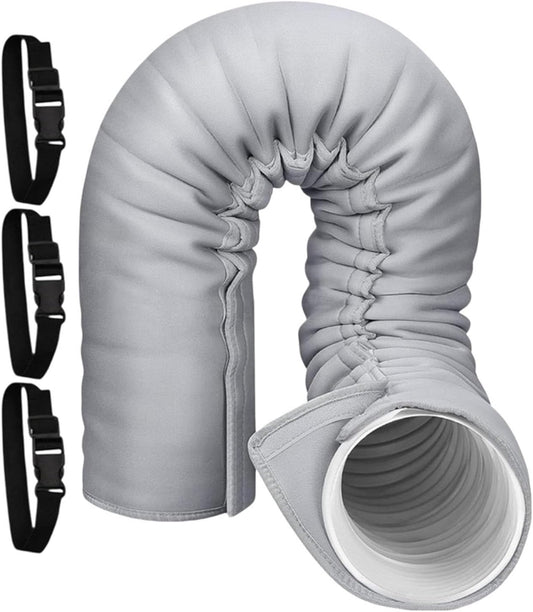  Manchon Isolant Pour Tuyau De Climatisation150X53Cm Avec 3Sangles,gris,noir | Portable, Lavable, Polyester Matériau, Pour Châssis, Garage Camping-car, Avec 3 Sangles à Boucle élastique