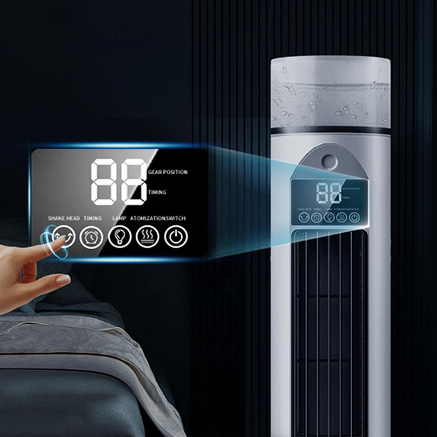 GENERIC Ventilateur D'air Froid, Ventilateur D'air Frais | Refroidisseur Oscillant Silencieux Sans Pales Avec Télécommande Et Réservoir D'eau, Humidificateur à 6 Vitesses Pour Chambre à Coucher, Bureau
