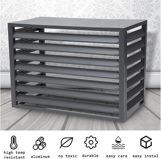 GENERIC Écran De Climatiseur Extérieur – Couvercle En Alliage D'aluminium – Volets Anti-corrosion Et Support De Plantes En Métal Pour Unité Extérieure – Marron B Taille 2-3P