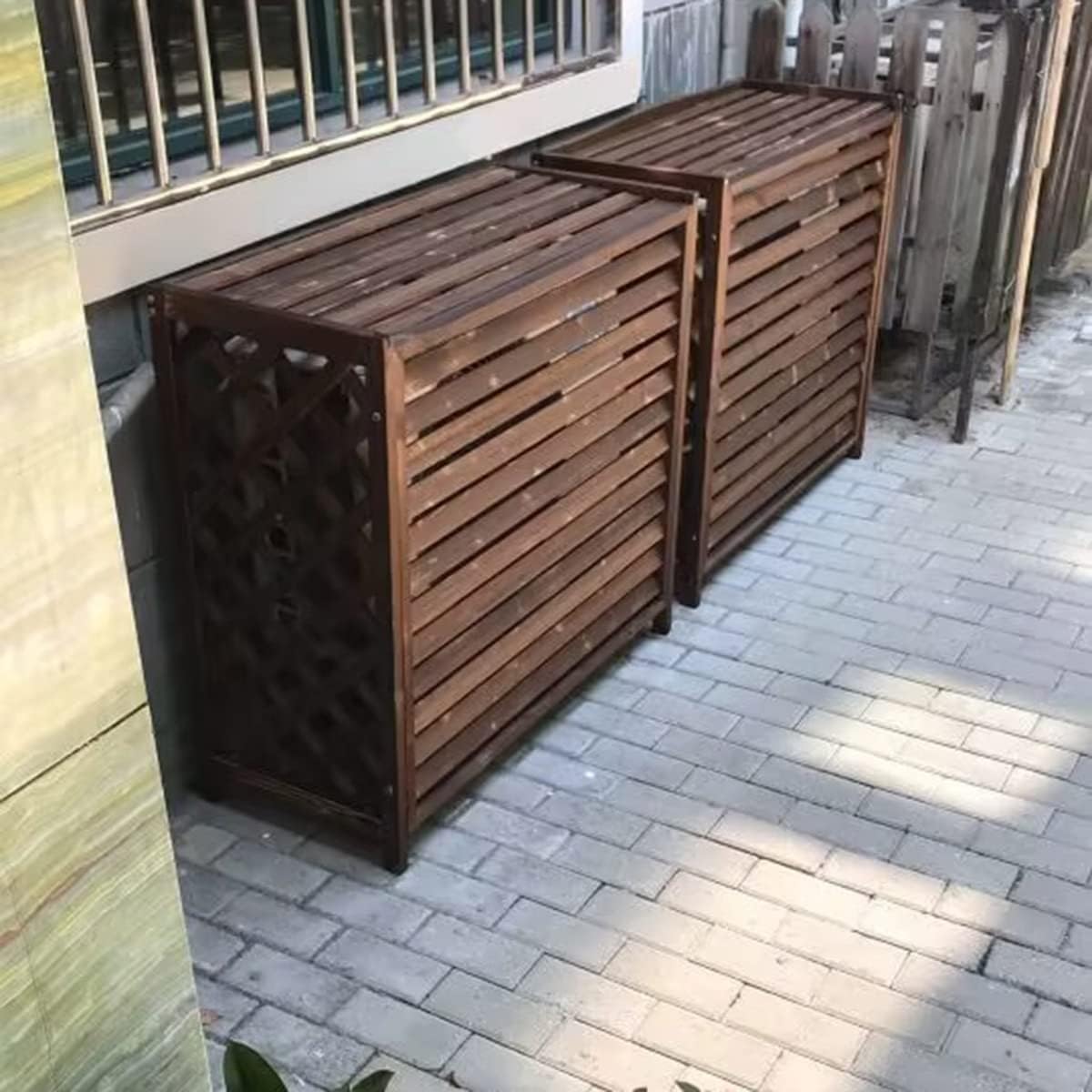 GENERIC Écran De Clôture Robuste En Bois Massif Pour Climatiseur, Housse De Protection Imperméable Pour Unités Extérieures, Installation Facile, Grille Durable, étagère Pour Unité De Condensation