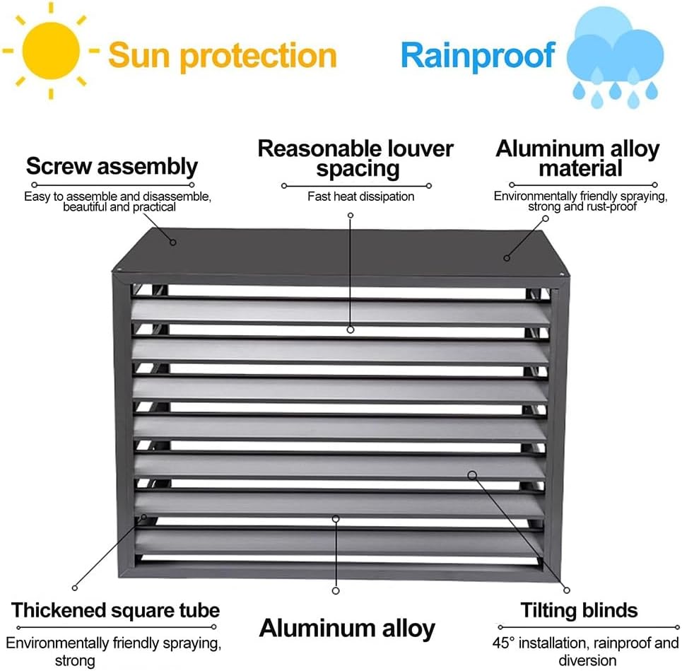  Lot De 2 Clôtures En Aluminium Pour Climatiseur, Protection Extérieure à Persiennes, Brise-Vue Décoratif, Résistant Aux Intempéries Et Antivol (Blanc, 110 X 60 X 80 Cm)