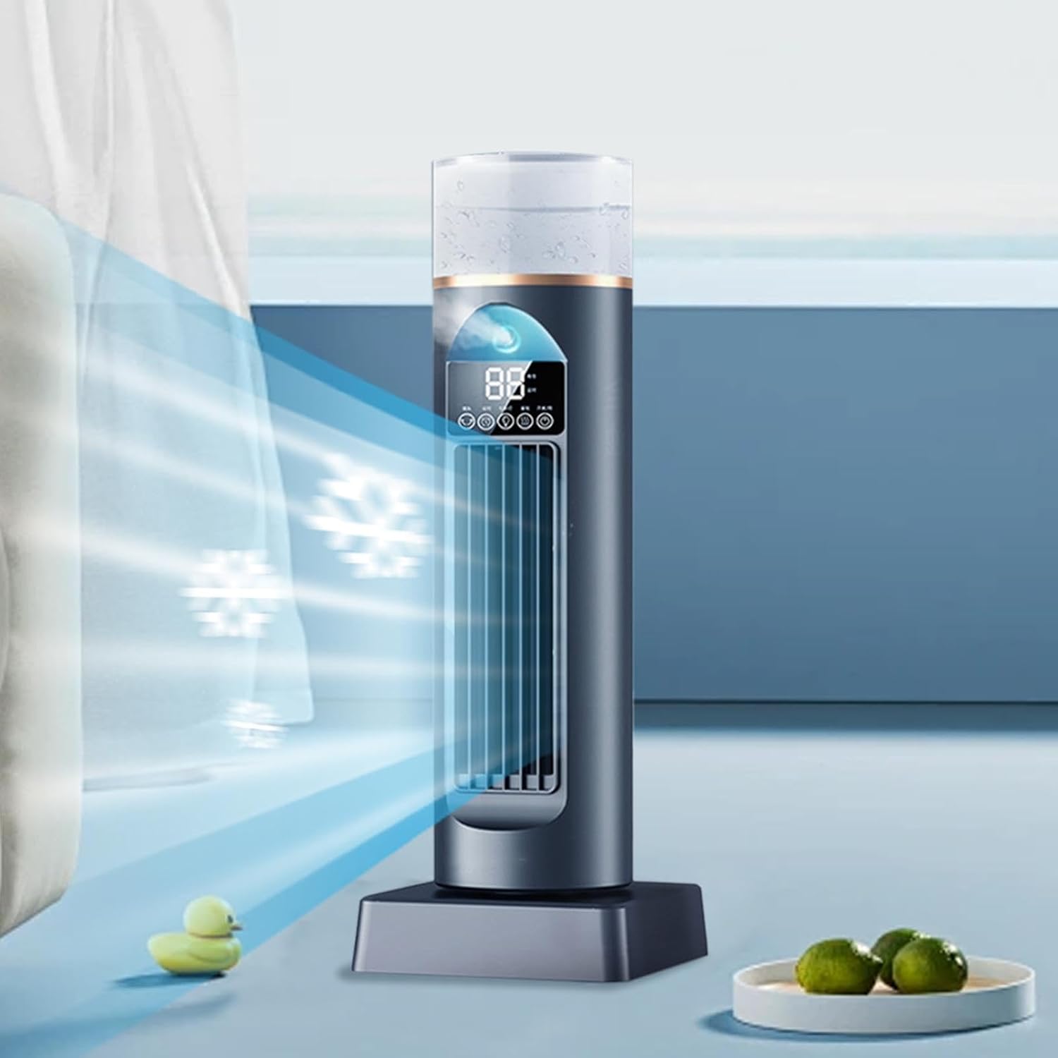 GENERIC Ventilateur De Climatisation Pour Chambre à Coucher | Refroidisseur Oscillant Silencieux à 6 Vitesses Avec Télécommande Et Réservoir D'eau, Minuterie De 6 Heures Pour La Maison, Le Bureau, Le
