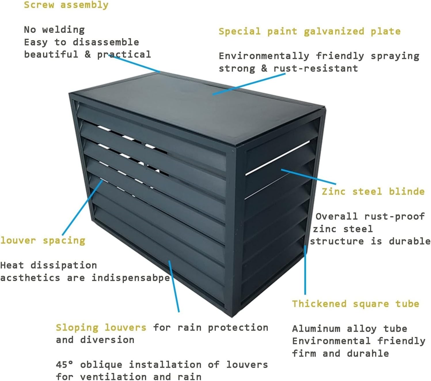 GENERIC Écran De Clôture Pour Climatiseur Extérieur – Coque En Alliage D'aluminium Pour Unités De Climatisation Et Volets De Support De Fleurs – Support De Plante En Métal (marron)