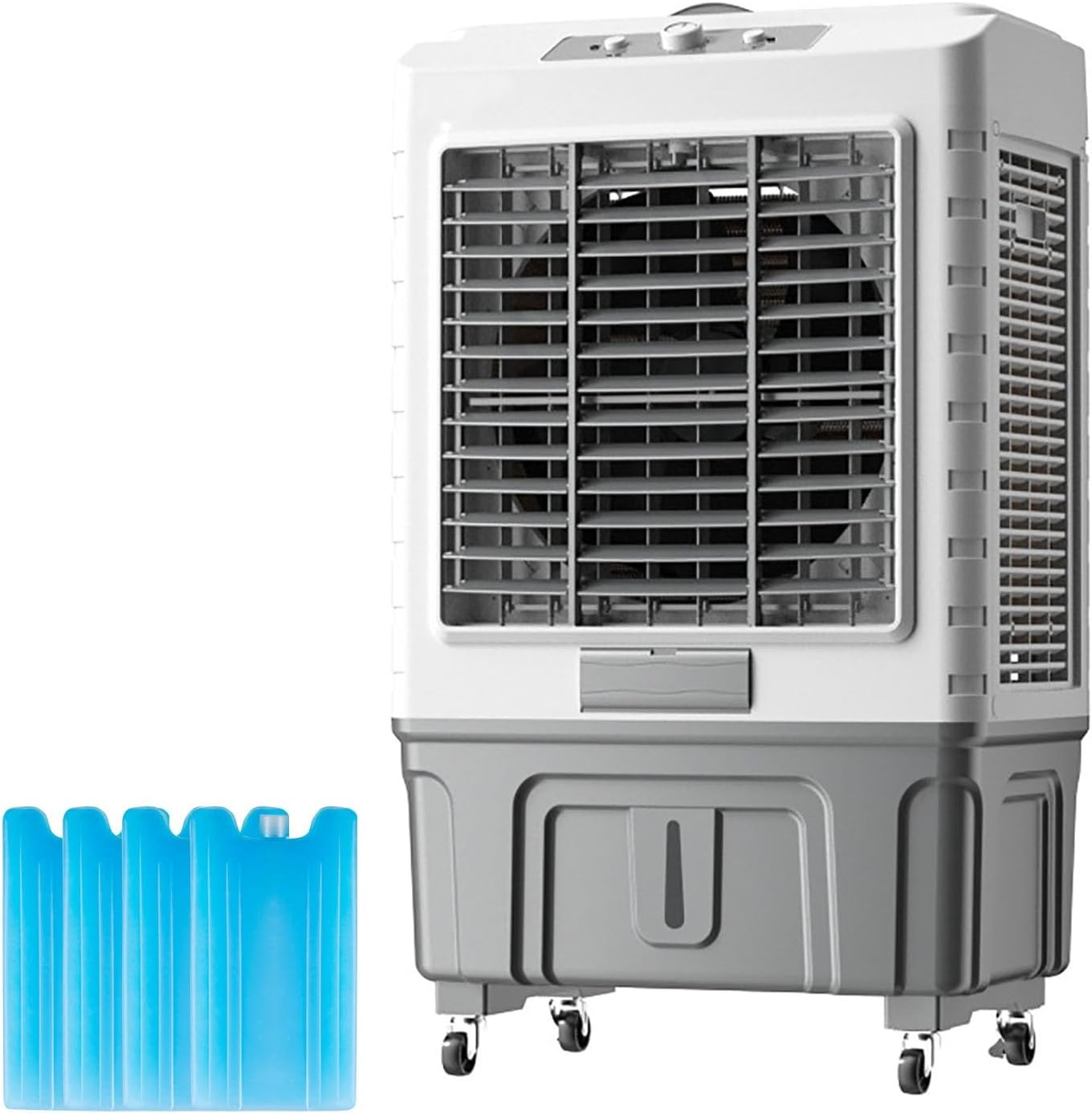 GENERIC Réservoir D'air évaporatif Portable 50L Avec Paquets De Glace, Ventilateur Oscillant à 120 ° Pour Garage Yard Commercial Use, Refroidissement Silencieux Avec 3 Vitesses Et Roues