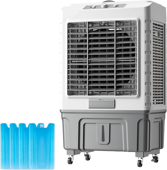 GENERIC Réservoir D'air évaporatif Portable 50L Avec Paquets De Glace, Ventilateur Oscillant à 120 ° Pour Garage Yard Commercial Use, Refroidissement Silencieux Avec 3 Vitesses Et Roues