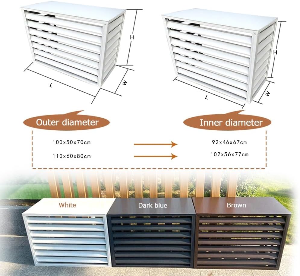 GENERIC Housse De Protection En Aluminium Pour Climatiseur Intérieur Et Extérieur, Support Mobile Pour Plantes, 100 X 50 X 70 Cm Et 110 X 60 X 80 Cm, Marron, Résistant Aux Intempéries Pour Jardin Et Maison