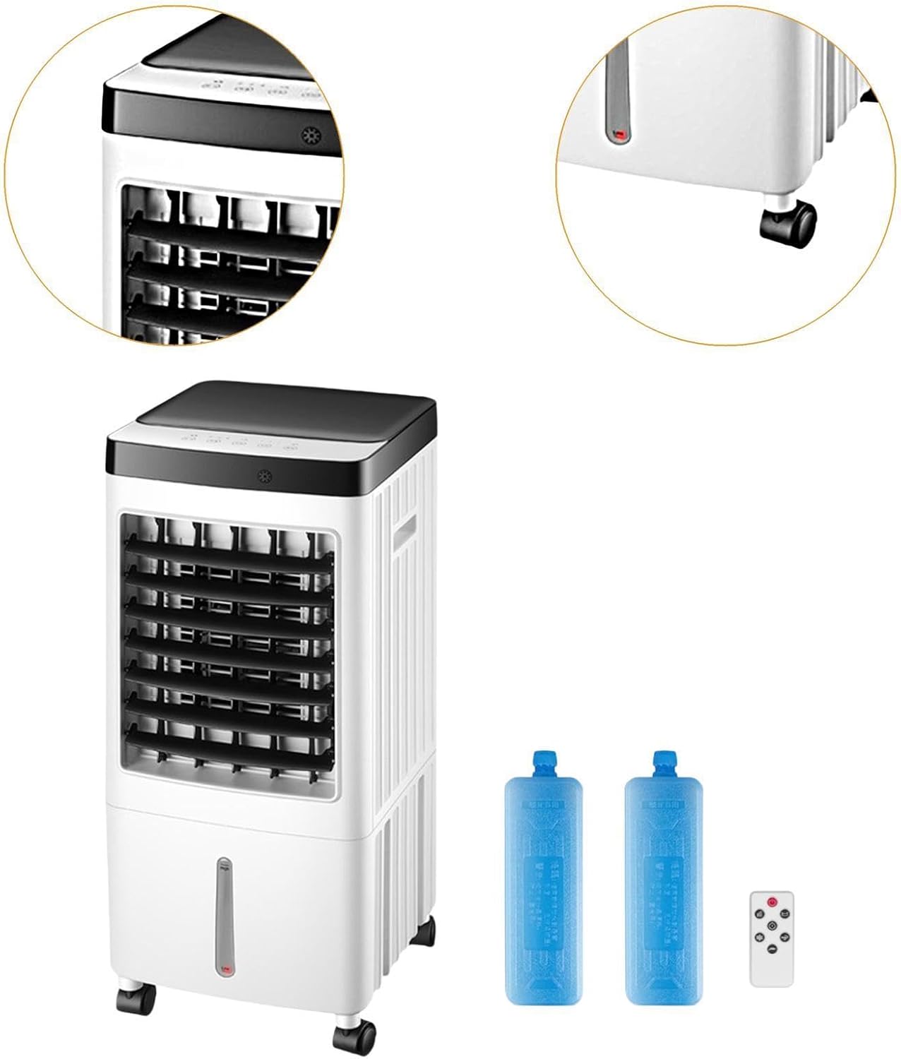 GENERIC Ventilateur De Refroidisseur D'air Portable Avec Humidificateur, Télécommande De Minière 7H, Refroidisseur évaporatif Silencieux à 3 Vitesses Pour Le Bureau à Domicile, Conception Compacte De Roues à