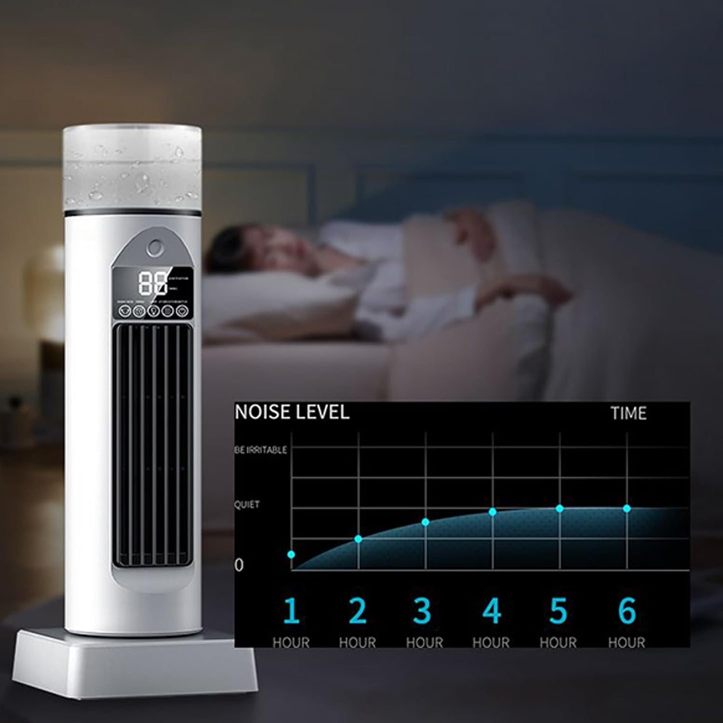 GENERIC Ventilateur D'air Froid, Ventilateur D'air Frais | Refroidisseur Oscillant Silencieux Sans Pales Avec Télécommande Et Réservoir D'eau, Humidificateur à 6 Vitesses Pour Chambre à Coucher, Bureau