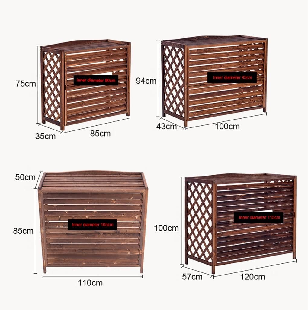  Housse De Climatiseur En Bois Massif Et Support Pour Plantes | Écran Décoratif Pour Clôture Extérieure | Unité AC à Persiennes | Taille : 100 X 43 X 94 Cm | Mobilier De Jardin