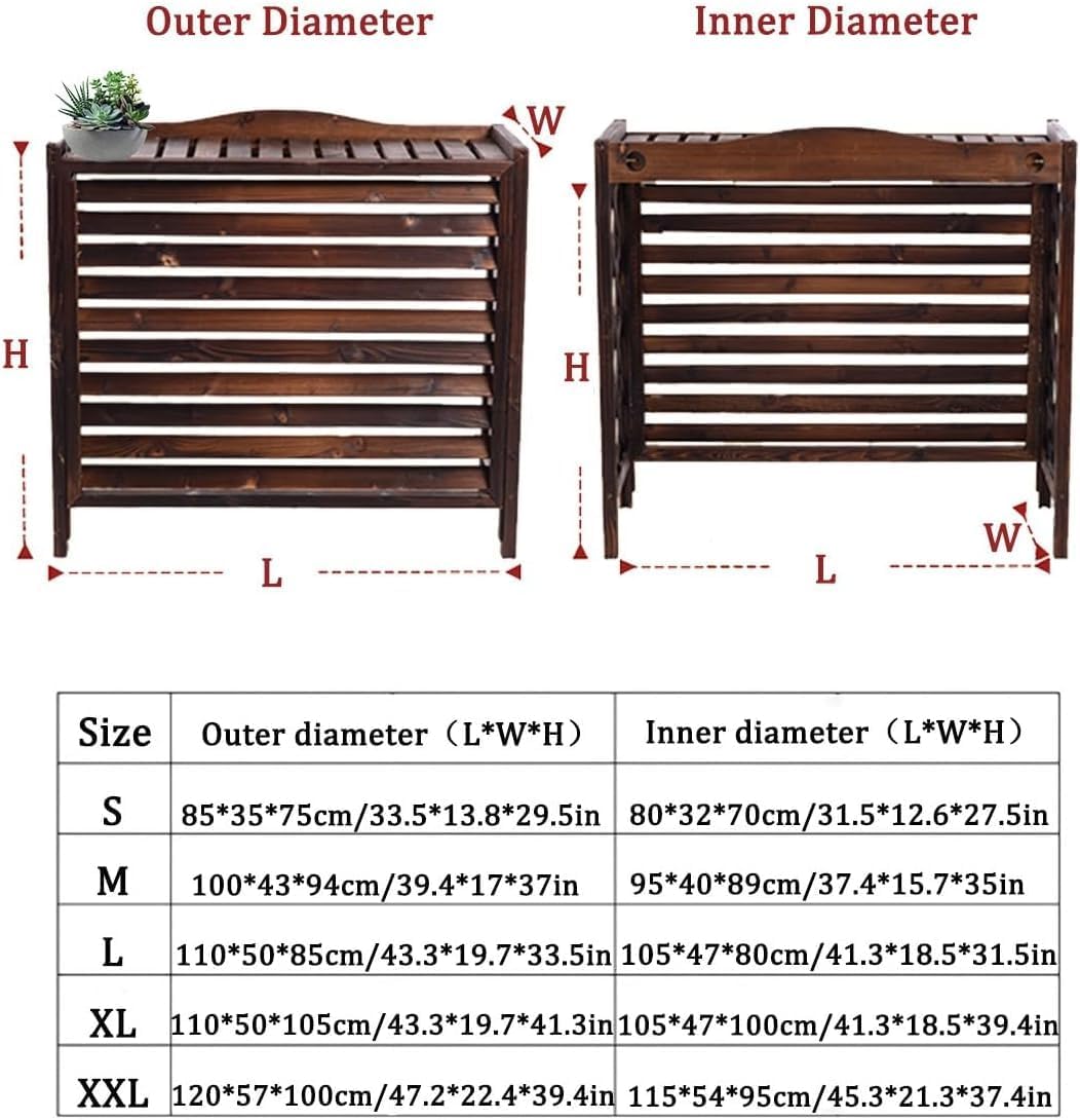 GENERIC Housse De Climatiseur En Bois Massif Et Support De Fleurs élégant Avec Stores Finition Blanche 80 X 32 X 70 Cm – Décoration D'intérieur élégante Et économiseur D'espace