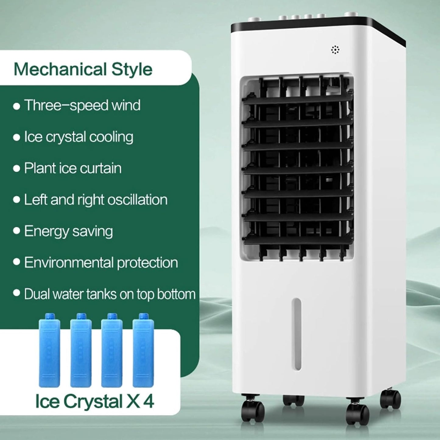  Climatiseur Portable Avec Refroidissement, Ventilateur Et Déshumidificateur, 3 Vitesses, Fonction Swing, Réservoir D'eau Double Remplissage, Roues 360 ° Pour La Chambre Et Le Bureau