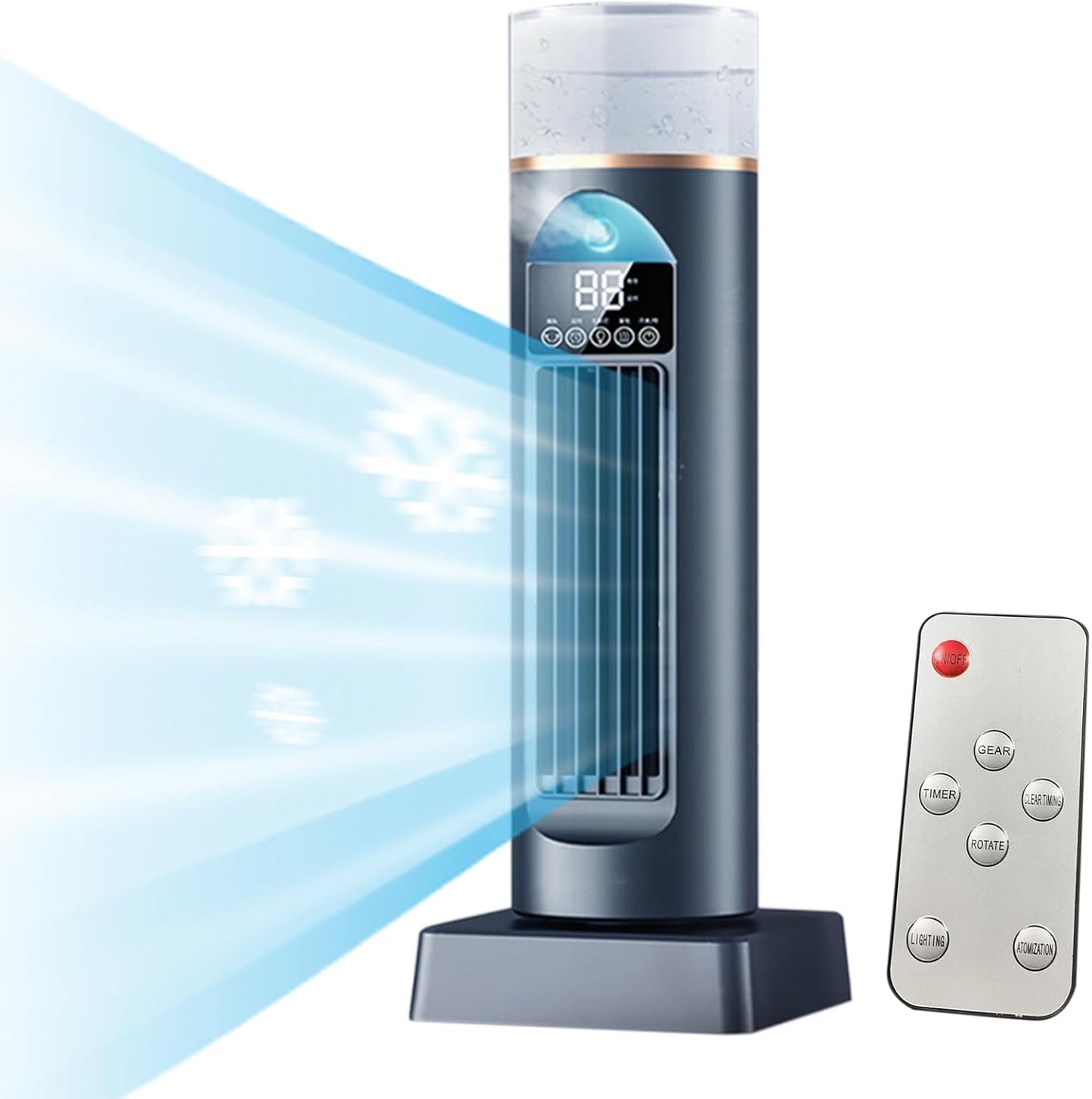 GENERIC Tower Climatiseur AC – Ventilateur De Refroidissement D'air Tour Pour Chambre à Coucher, Refroidisseur Oscillant Silencieux, 6 Vitesses, Avec Télécommande Et Réservoir D'eau, Minuterie De 6 H Pour La