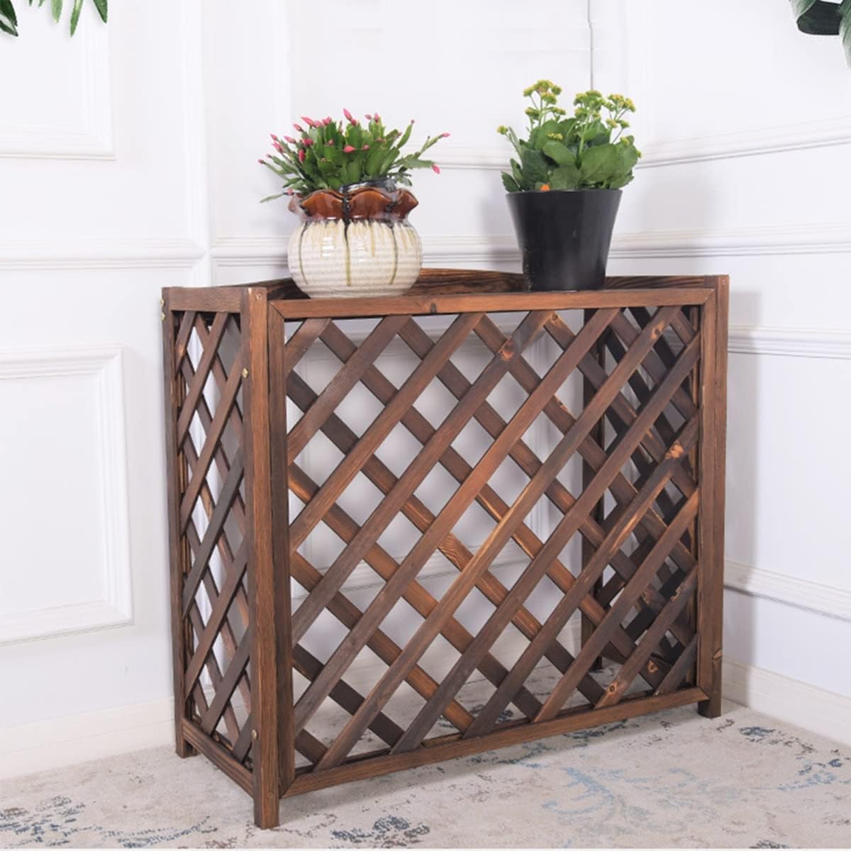 Grille De Protection Pour Climatiseur Pour Unités Extérieures, Housse Antivol Pour Unités De Climatisation, Conception De Clôture En Bois, 83 X 35 X 74 X 99 Cm, Bouclier Durable Et Résistant Aux