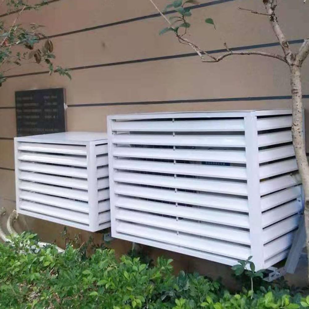 GENERIC Housse De Protection Pour Climatiseur Extérieur, En Aluminium, 110 X 60 X 80 Cm Avec Garde-corps Incliné, Résistante Aux Intempéries Et Blanche, Compatible Avec La Plupart Des Climatiseurs Standard