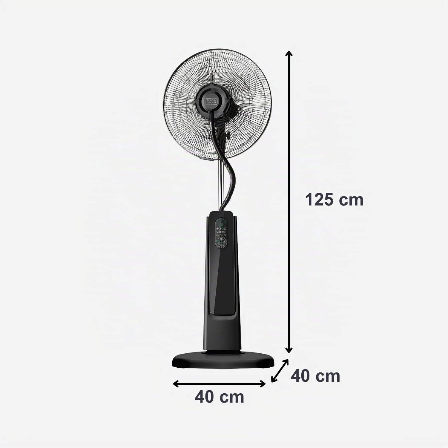 Black & Decker BLACK+DECKER - Ventilateur Sur Pied BXMF75E + 75W | 3 Vitesses | Écran Digital | Oscillant | Télécommande | Brumisateur