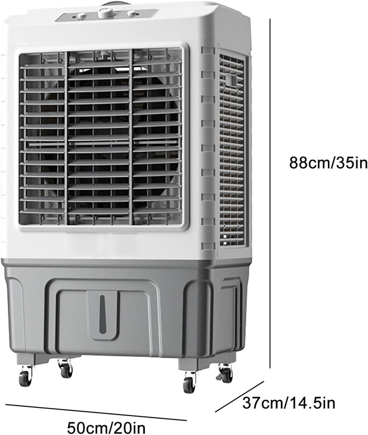 GENERIC Réservoir D'air évaporatif Portable 50L Avec Paquets De Glace, Ventilateur Oscillant à 120 ° Pour Garage Yard Commercial Use, Refroidissement Silencieux Avec 3 Vitesses Et Roues