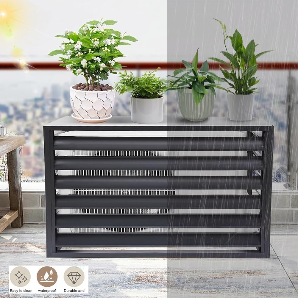GENERIC Housse En Aluminium Pour Climatiseur – Protection Extérieure Pour Unité De Climatisation, écran Décoratif, Marron (109,2 X 61 X 78,7 Cm), Résistante Aux Intempéries, Clôture élégante Pour Unité De