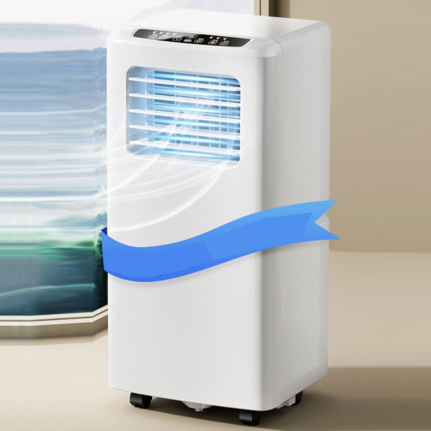  Climatiseur Portable, 48dB Smart AC Unit Avec Télécommande, Déshumidificateur Et Ventilateur, Minuterie 24H, Kit De Fenêtre, Pas De Mur Nécessaire Pour Le Bureau De La Chambre